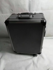 gray stripe tool case with wheels and pull rod
