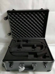 gray stripe tool case with wheels and pull rod