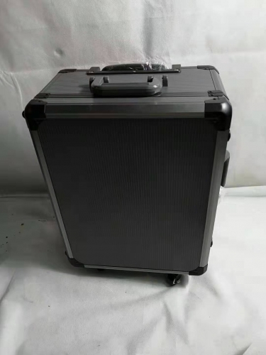 gray stripe tool case with wheels and pull rod