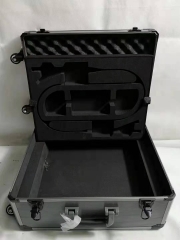 gray stripe tool case with wheels and pull rod