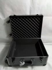 gray stripe tool case with wheels and pull rod
